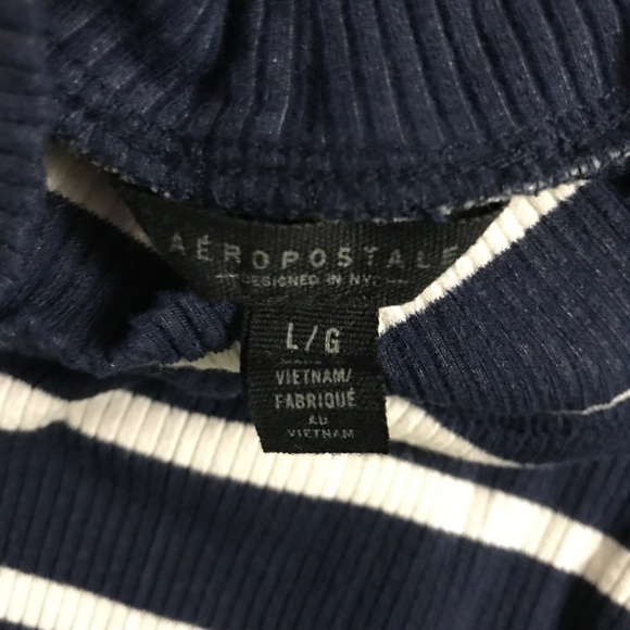 Y2K Aeropostale Muscle Tank L Navy Blue White Stripes Sleeveless - Picture 4 of 4